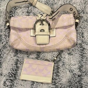 Coach Lavender and Cream Shoulder Bag